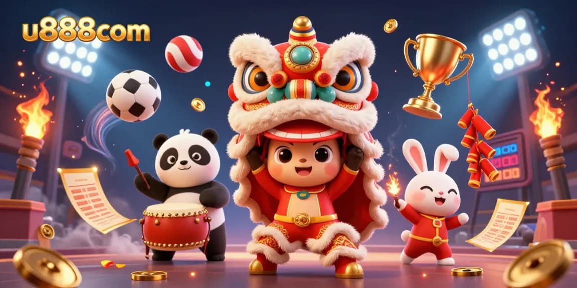 Join the excitement of u888com with a vibrant lion dance and dynamic sports elements.