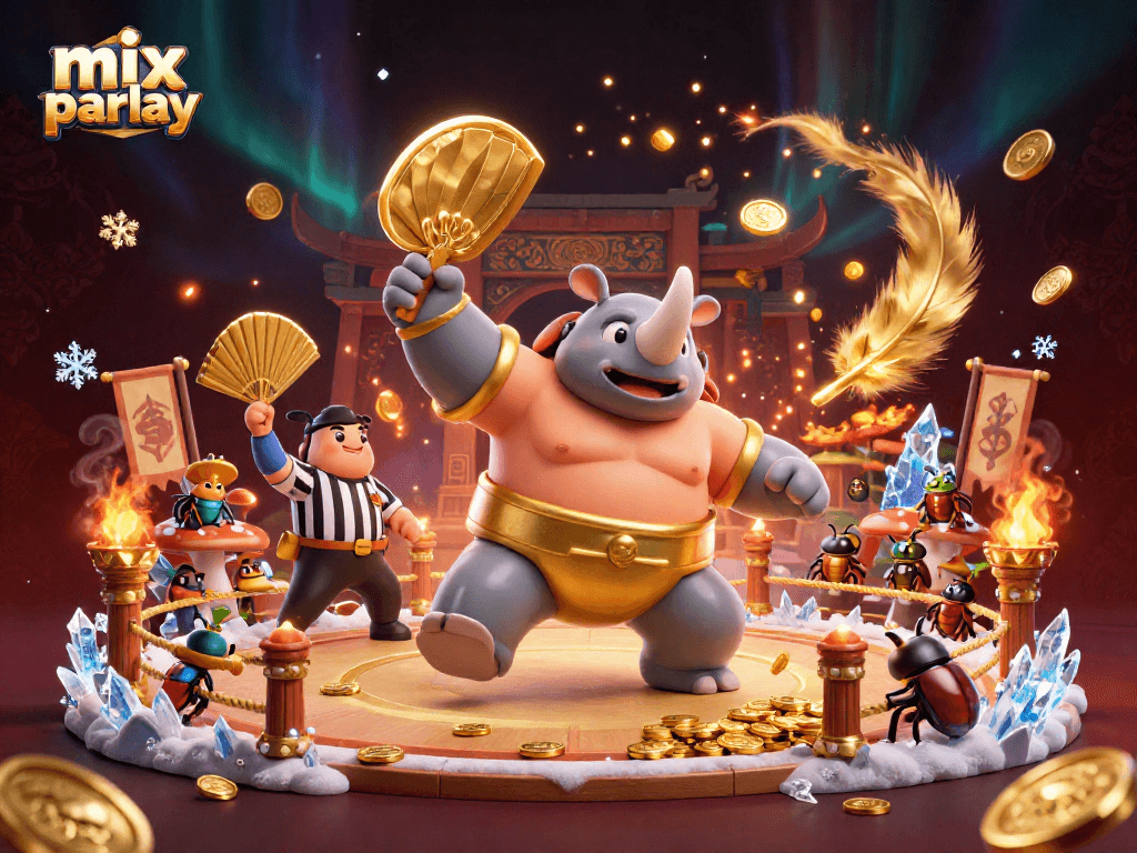 Watch the thrilling mix parlay betting action unfold with golden coins flying in this vibrant 3D scene.