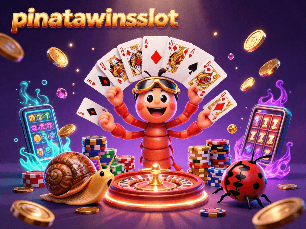Join the excitement in pinatawinsslot as a playful millipede dealer and friends navigate thrilling casino action.