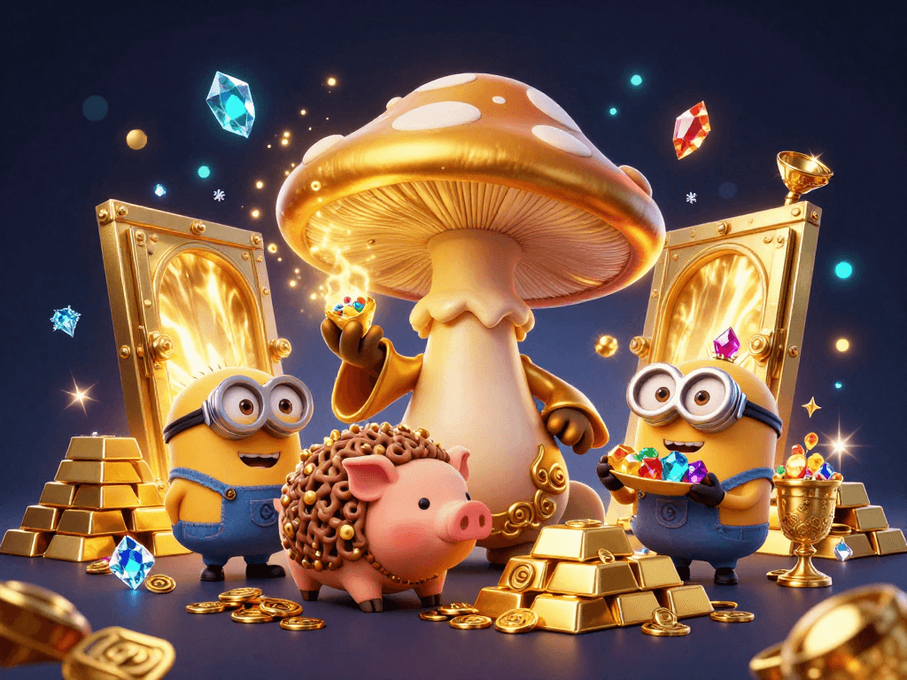 Experience thrilling wins at ON68 with a magical illustration of treasure hunters finding gold and gems.