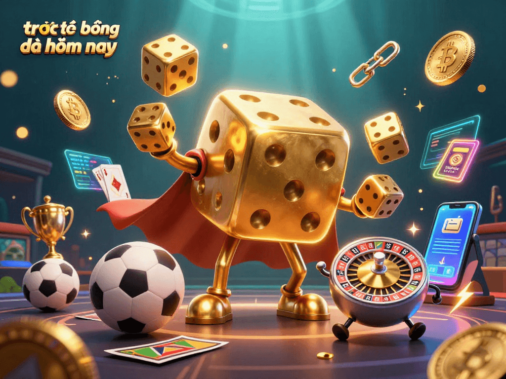 Experience trực tiếp bóng đá hôm nay with vibrant gaming elements and dynamic characters bringing action to life.