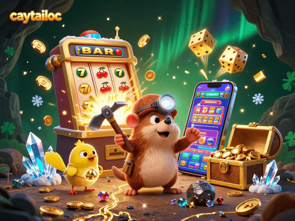 Win big with caytailoc while the treasure hunter mole uncovers hidden jackpots among shimmering treasures.