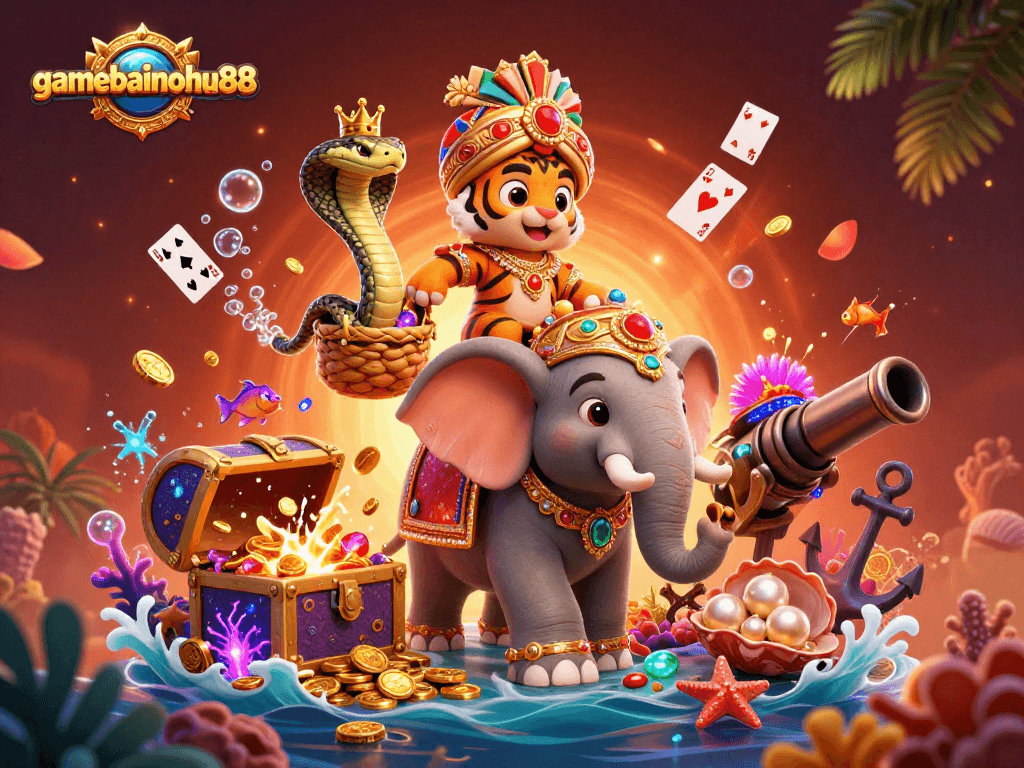 Engage in exciting gameplay with gamebainohu88 while uncovering treasures from underwater chests and floating cards.