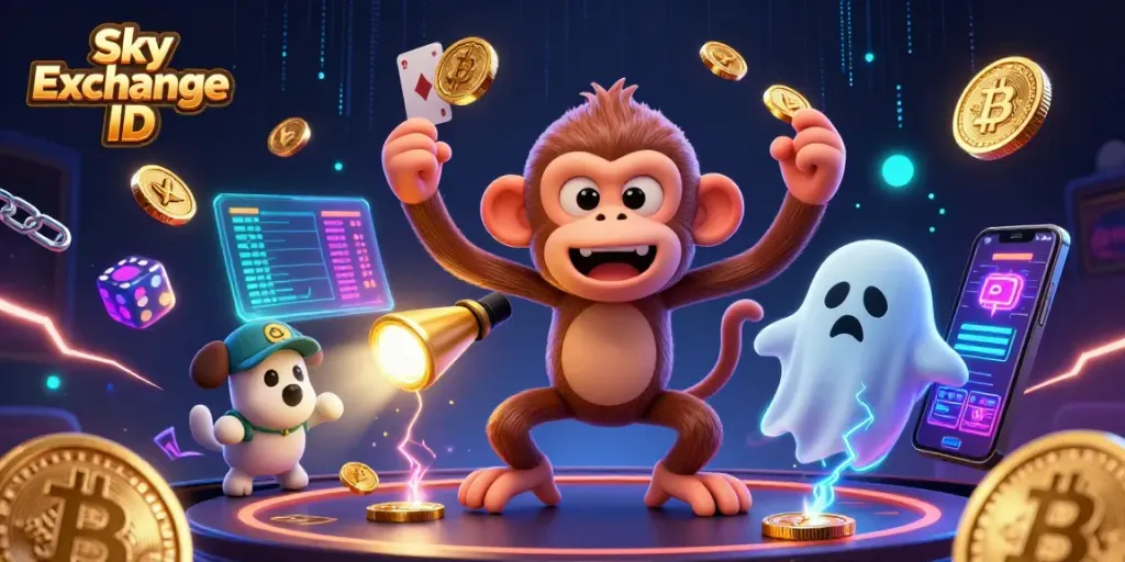 Engage with sports betting using Sky Exchange ID, showcasing a dynamic 3D casino scene.