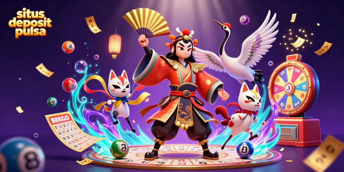 Engage in situs deposit pulsa gaming with vibrant characters and dynamic casino elements in a rich scene.