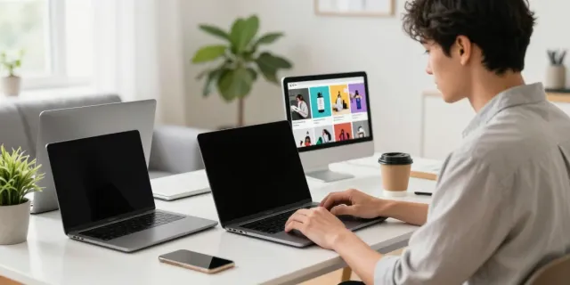 Engaging lifestyle scene showing peh888-focused online shopping experience in a modern home office.