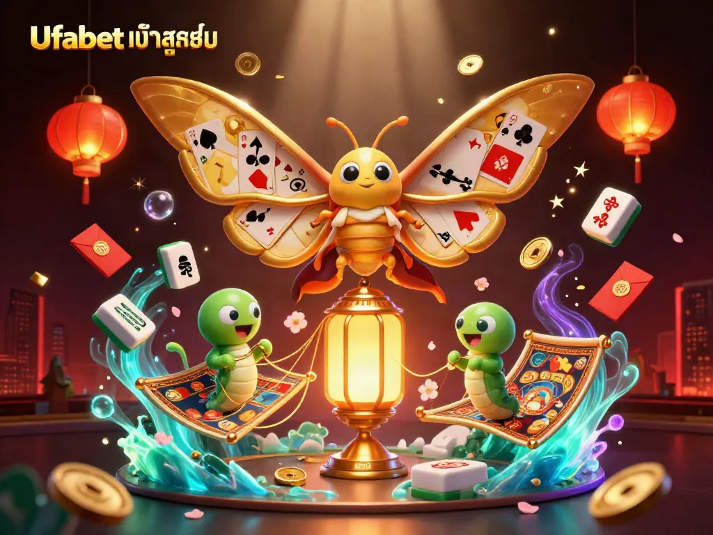 Experience seamless Ufabet เข้าสู่ระบบ with vibrant visuals of a lively casino scene full of golden elements.