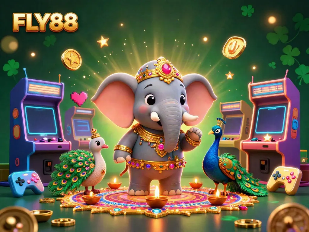 Experience the vibrant gaming world with FLY88's interactive and colorful casino elements.
