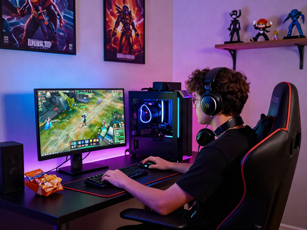 Pengaturan gaming mewah dengan fokus pada permainan luxury111 di ruang bermain yang dinamis.