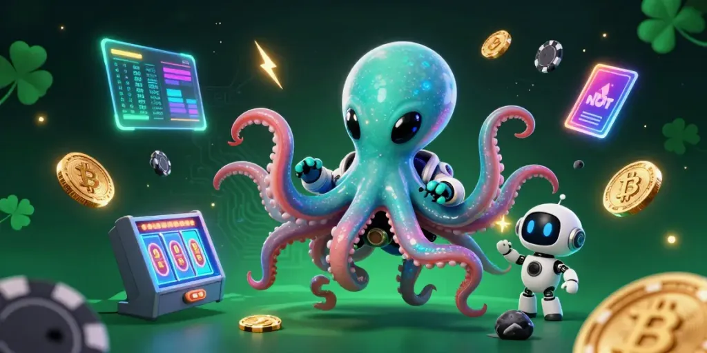 Permainan slot gacor dengan karakter alien serta robot dalam ilustrasi 3D penuh warna dan detail.