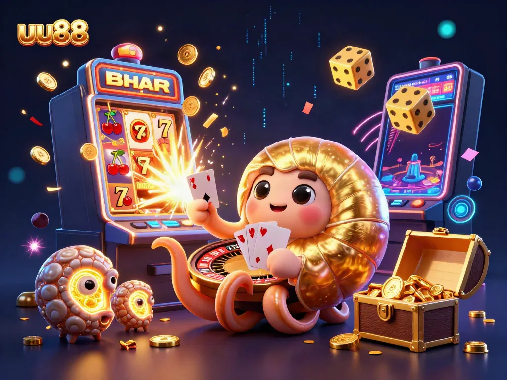 Spin and win big at uu88 with this dynamic illustration of a nautilus roulette wheel and exciting casino elements.