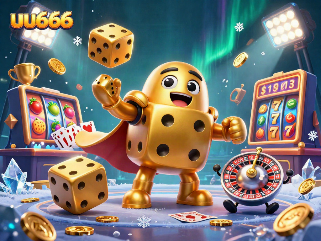 Engage with thrilling gameplay at uu666 featuring a golden dice golem juggling slots and jackpot elements.
