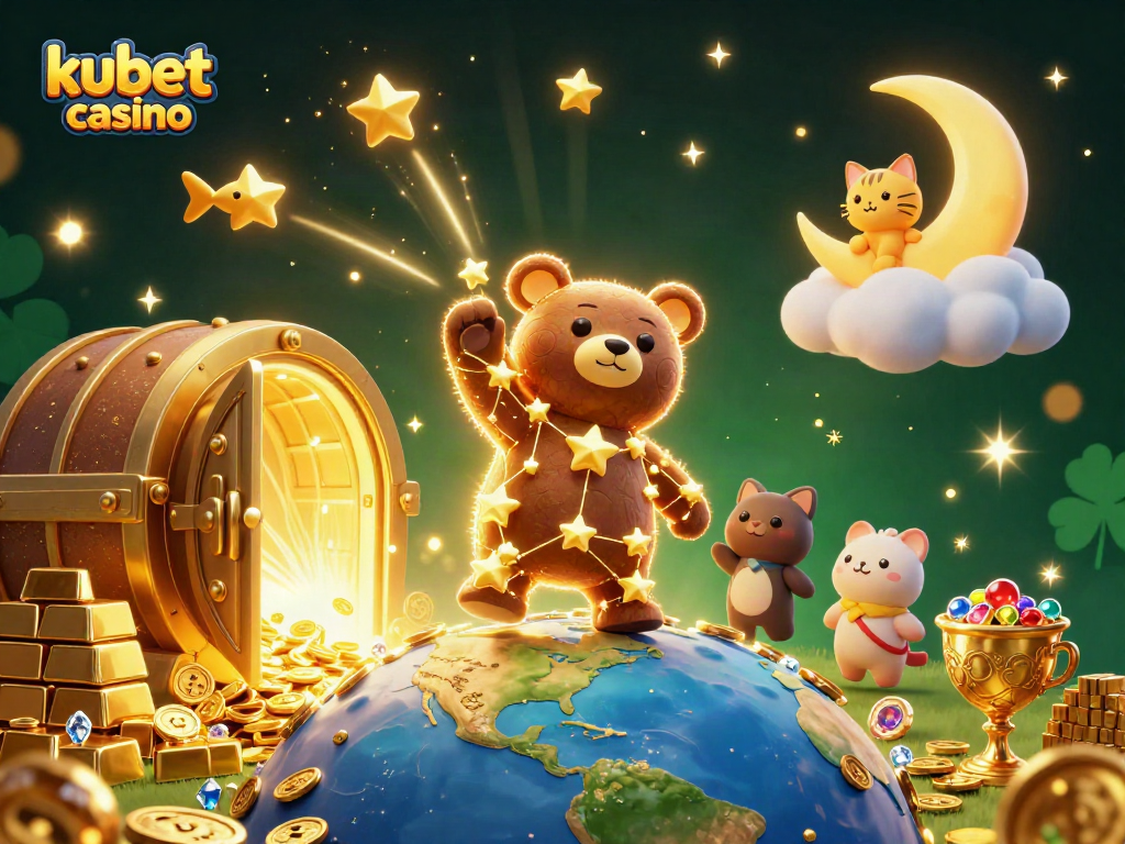 Experience wins with kubet casino in this vibrant 3D illustration filled with gold and gems!