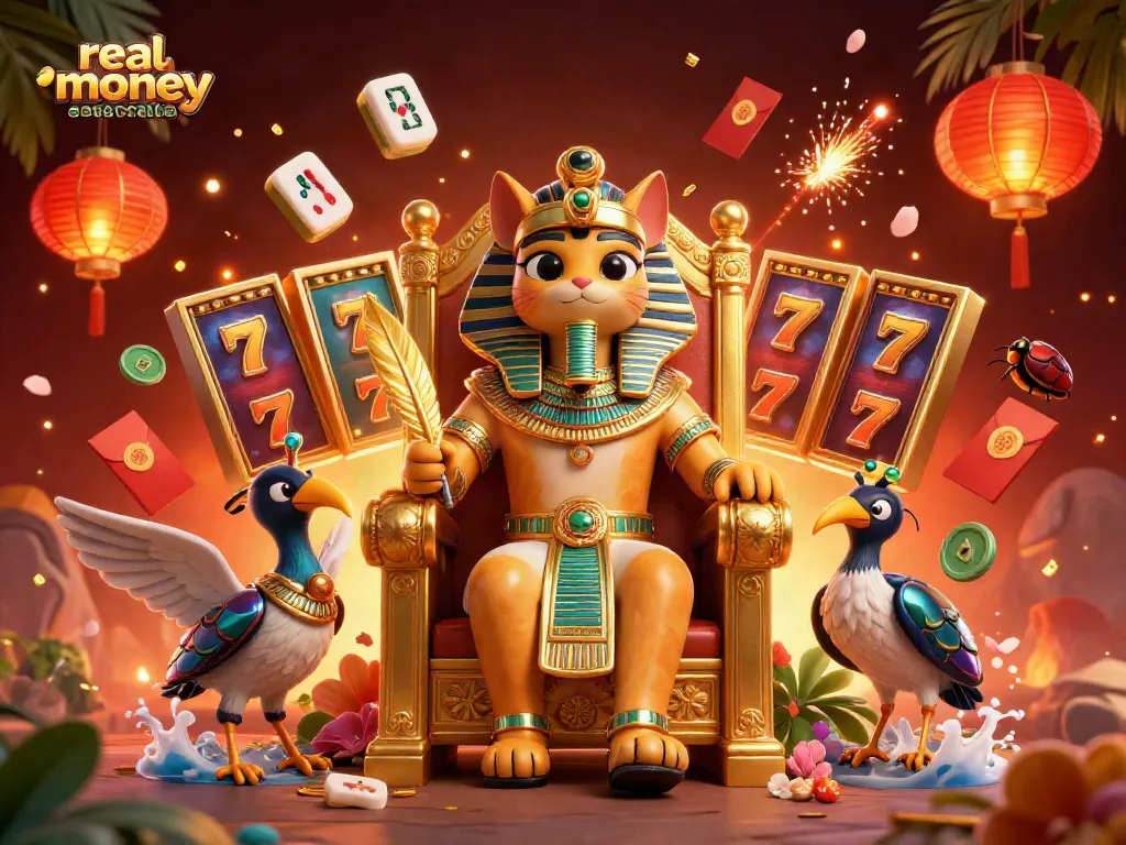 Experience exciting gameplay at real money casinos Australia with a vibrant 3D casino-themed scene.