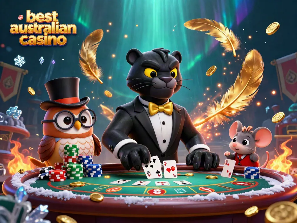Engage with the best Australian casino scene featuring a panther dealer and charming characters.