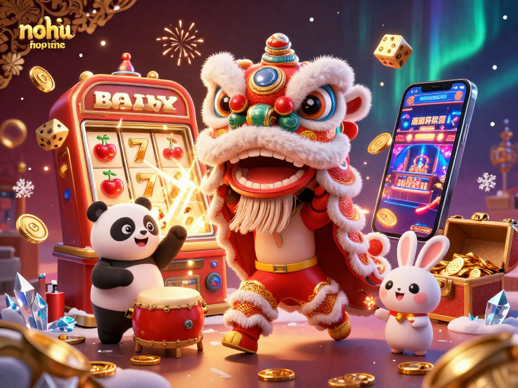 Experience the excitement of nohu-nine with vibrant casino elements and lively characters celebrating the joy of gaming.