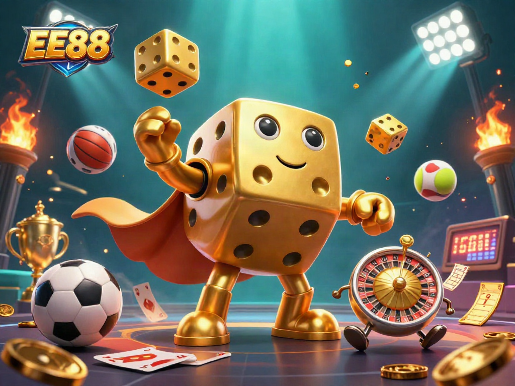 Engage with EE88's thrilling casino gameplay featuring golden dice golem and dynamic sports elements.