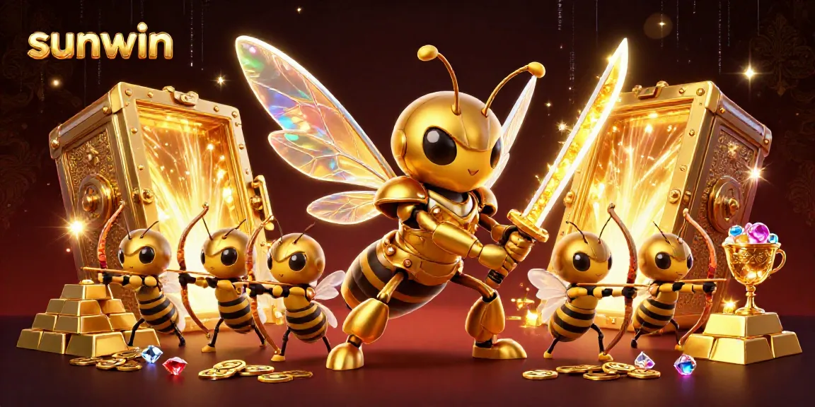 Experience the thrill of sunwin with a dynamic casino scene featuring a golden hornet and riches.
