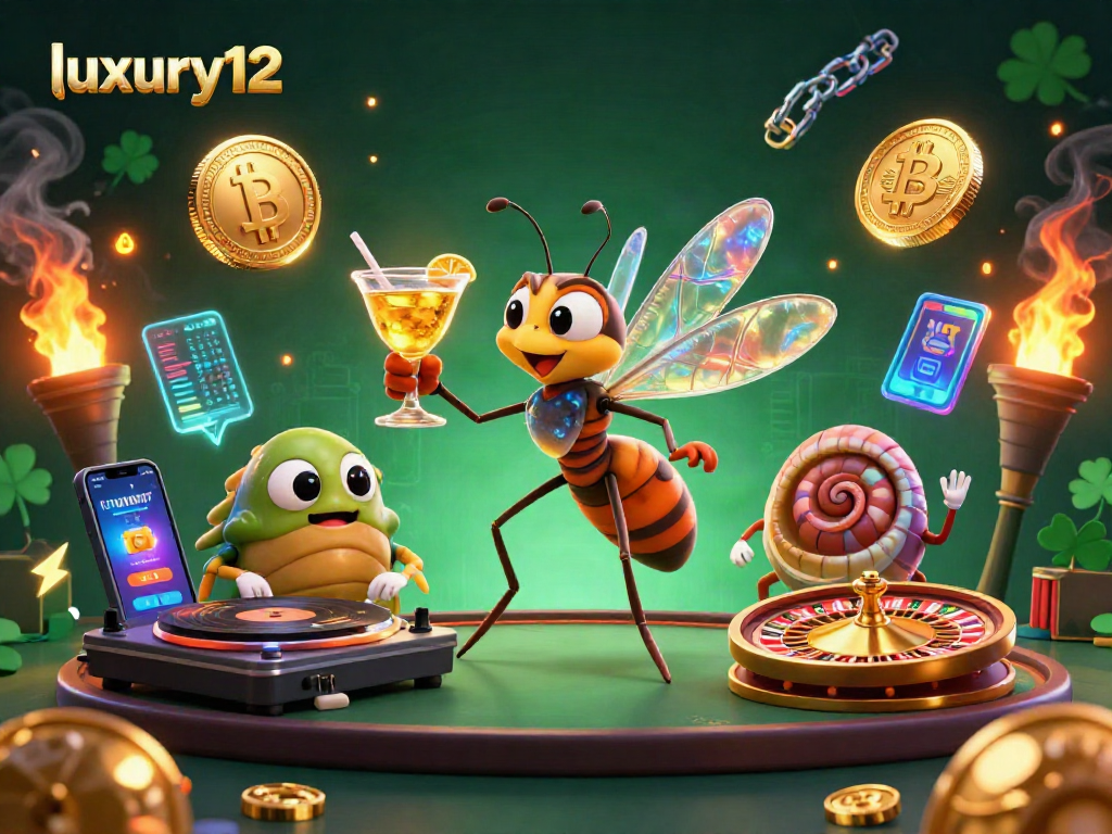 Engage with luxury12 at our vibrant crypto casino scene filled with neon coins and exciting characters.