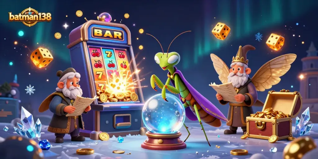 Spin and win with batman138 in this dynamic casino illustration featuring jackpot excitement!