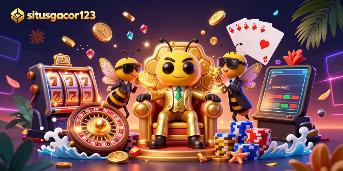 Experience the excitement of situsgacor123 through an interactive gambling illustration featuring a mob boss, bodyguards, and vibrant betting elements.