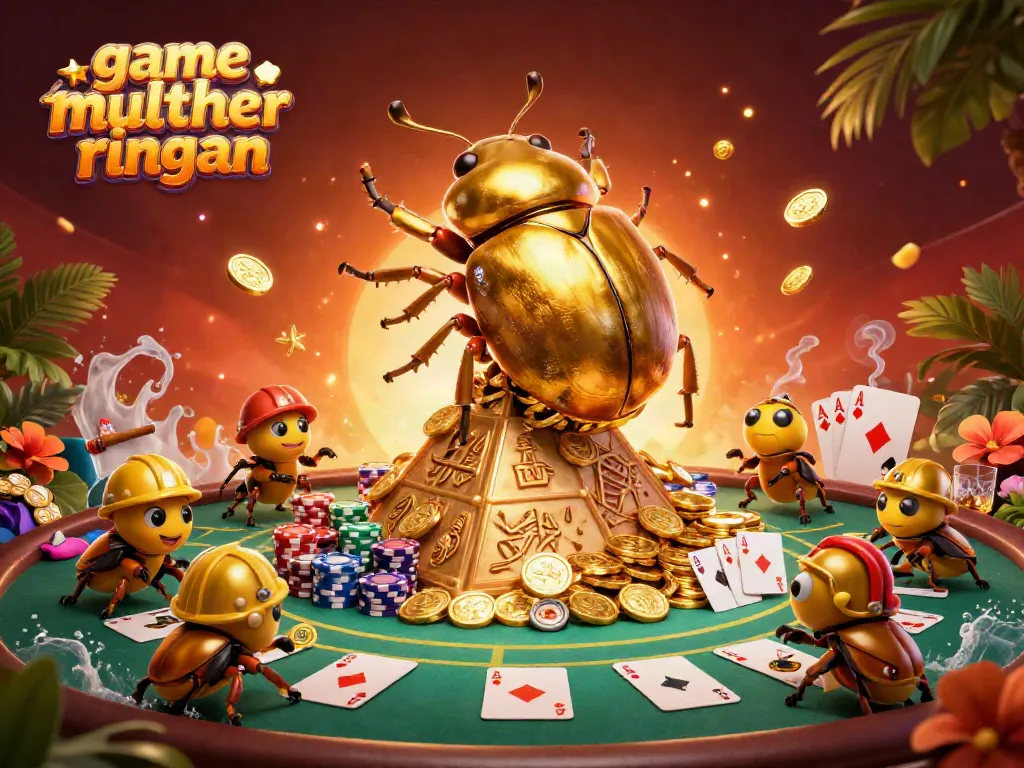 Gambarkan keseruan game multiplayer ringan dengan karakter unik dan elemen kasino berwarna-warni.