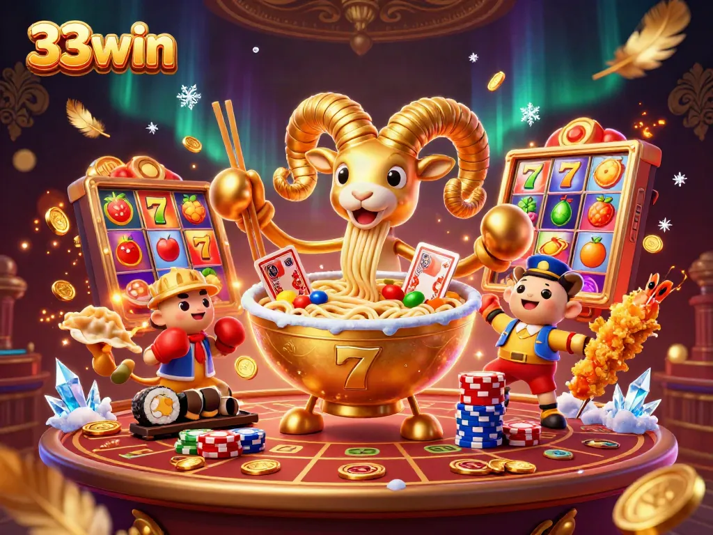 33win showcases an engaging slot-themed casino scene with vibrant characters and dynamic elements.