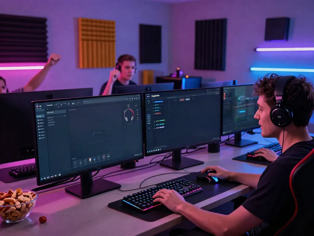 Exciting Singatoto login scene with a gamer engaging with vibrant gaming graphics.