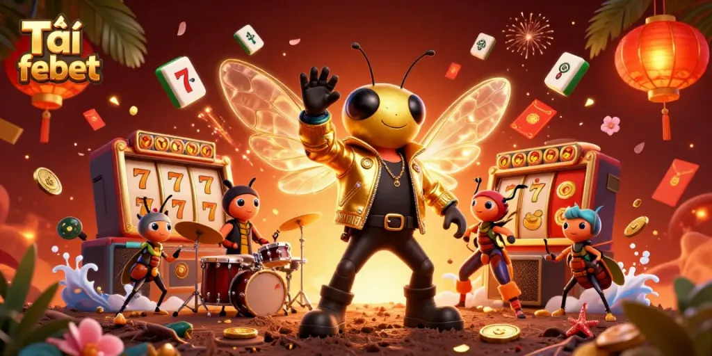 Engage with thrilling gameplay and excitement at Tải febet, featuring vibrant casino elements and characters.