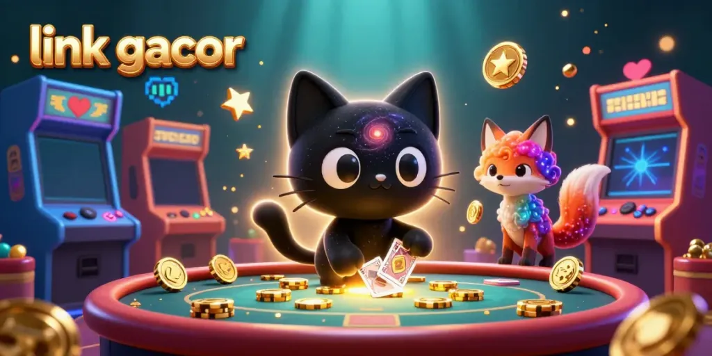Engage in excitement with link gacor at a vibrant cosmic casino featuring animated characters and gaming elements.