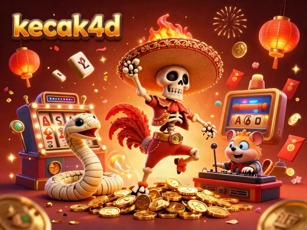 Experience the excitement of kecak4d with a vibrant casino scene featuring characters celebrating jackpot wins.