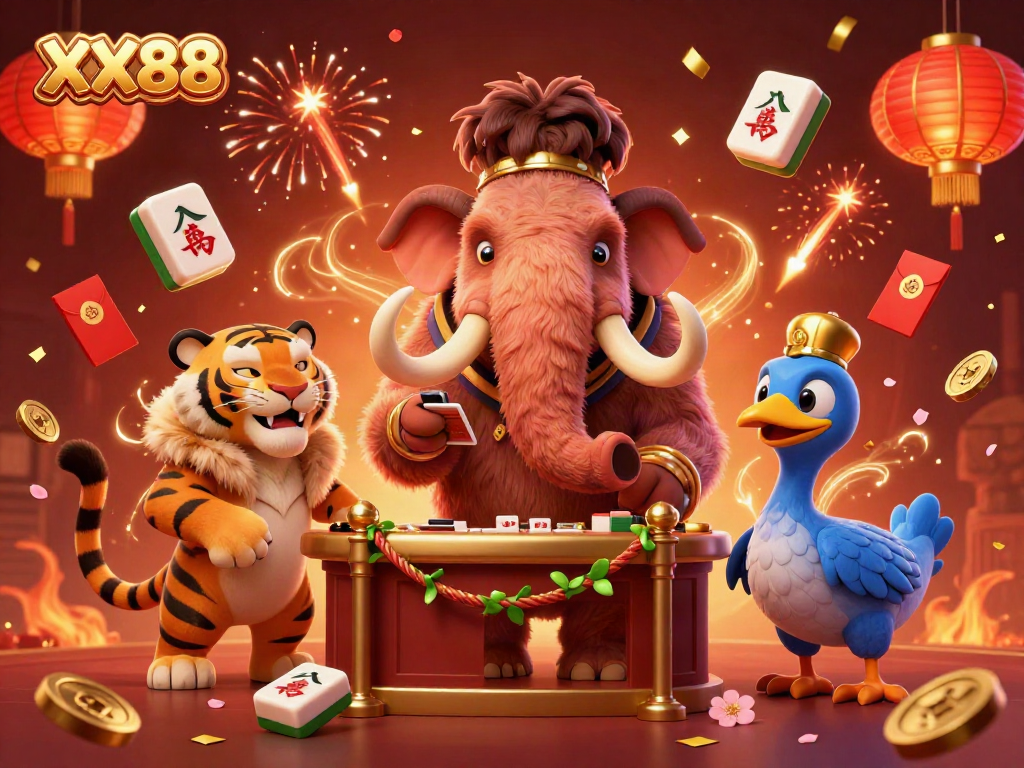 Experience the excitement of XX88 with vibrant casino elements and animated characters in a lively scene.