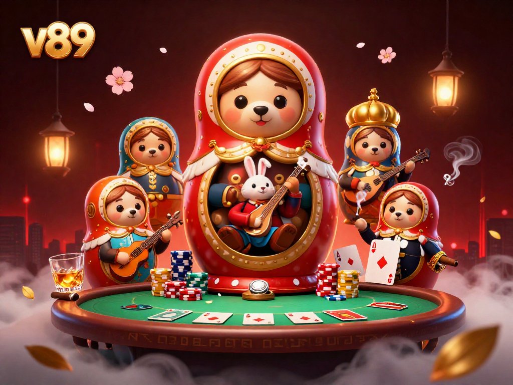 Permainan slot di V89 dengan karakter unik dan suasana kasino yang menyenangkan.