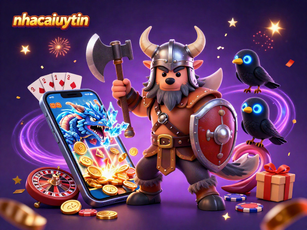 Experience thrilling gameplay with nhacaiuytin in a vibrant 3D casino art scene.
