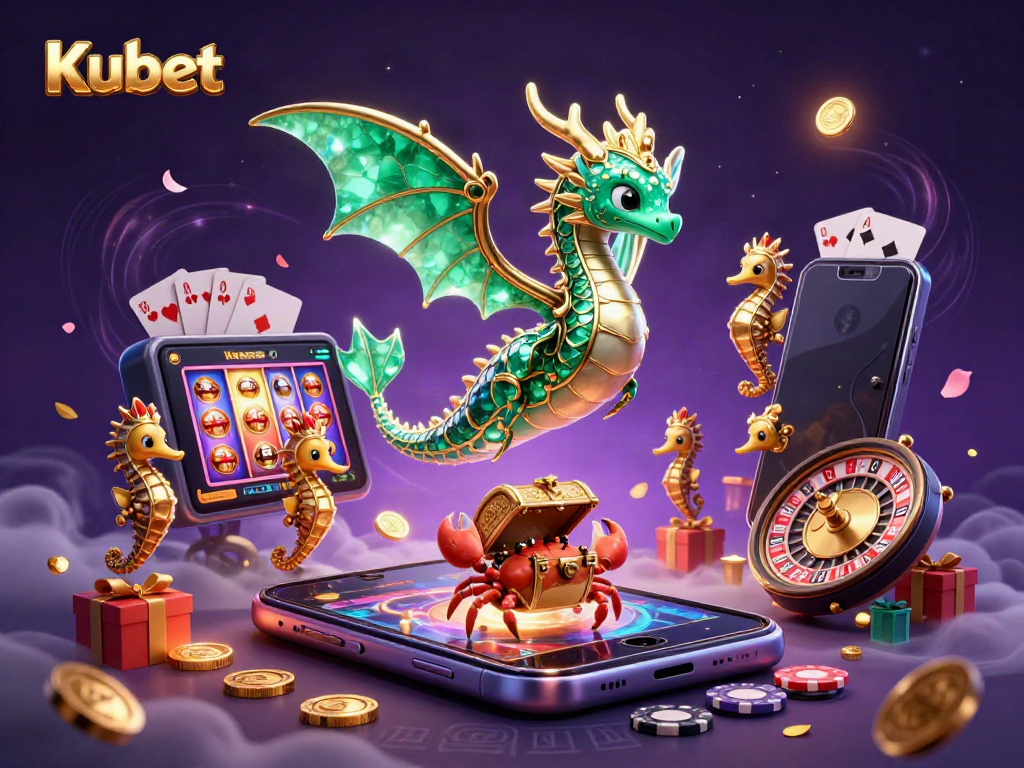 Kubet sea dragon and royal seahorse guard amidst vibrant casino action.
