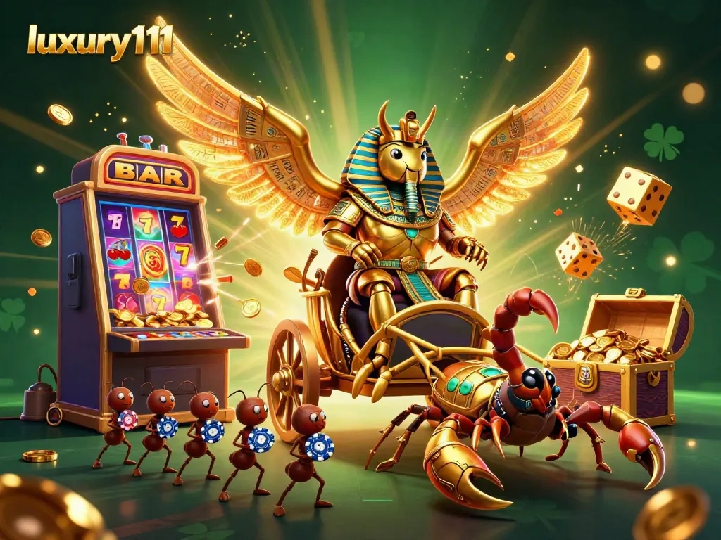 Play exciting games at luxury111 amidst stunning 3D illustrations of casino characters and elements.