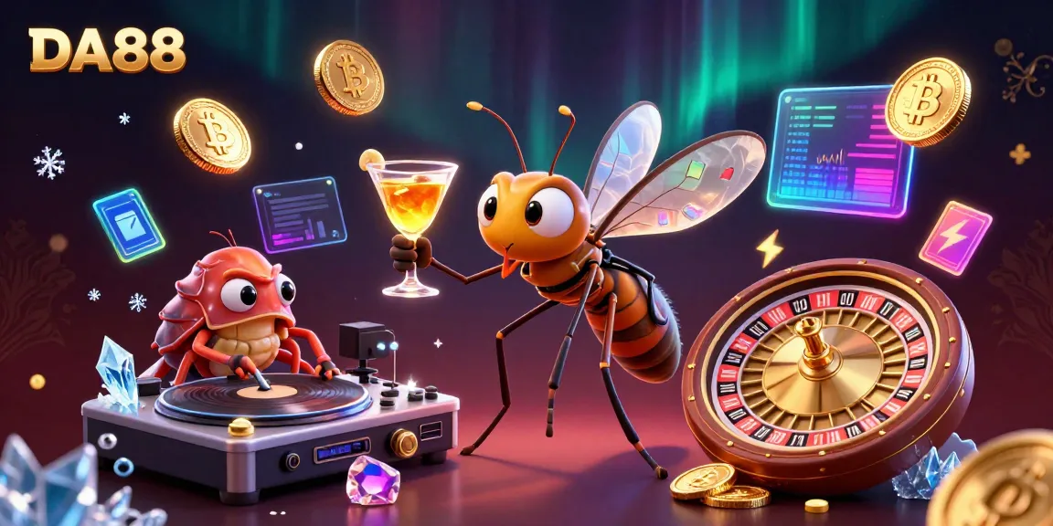 Engage with DA88 through a vibrant casino scene featuring lively characters and dynamic game elements.