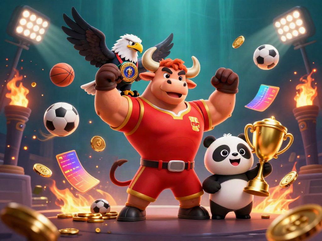 Celebrate wins with DA 88 as the victorious bull mascot and friends gather with trophies and sports elements.