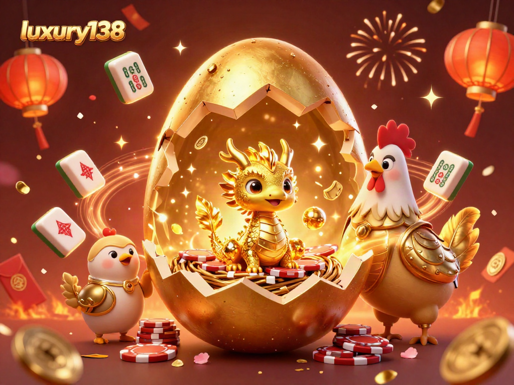 Menang di luxury138 dengan ilustrasi kasino 3D yang megah dan detail penuh warna.