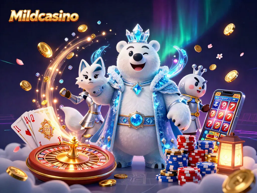 Mildcasino players winning epic rewards with a vibrant casino scene full of magic and energy.