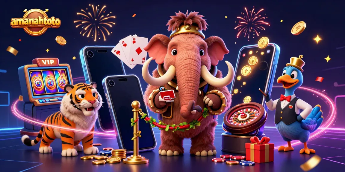AMANAHTOTO menyajikan suasana kasino dengan karakter menarik dan elemen slot yang dinamis.