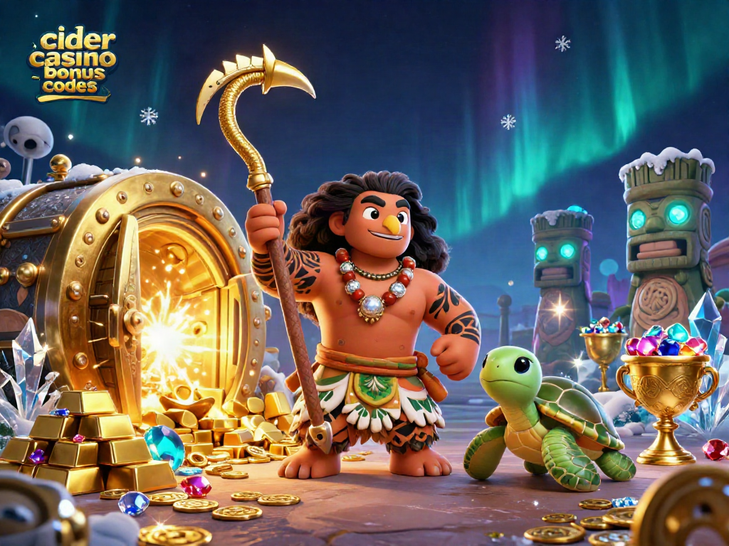Engage with cider casino bonus codes by exploring vibrant 3D casino illustration featuring a hawk and treasures.