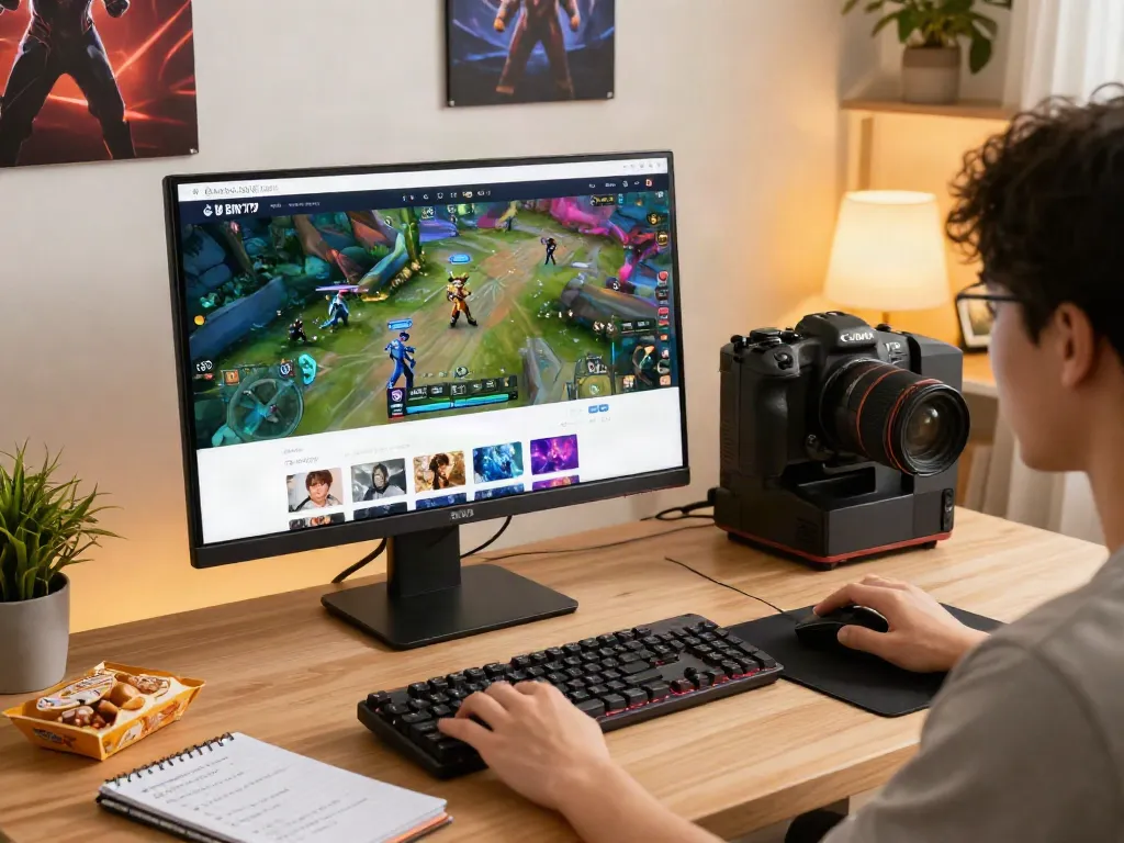 Pemain game menggunakan BINTANG77 di lingkungan permainan online yang modern dan nyaman