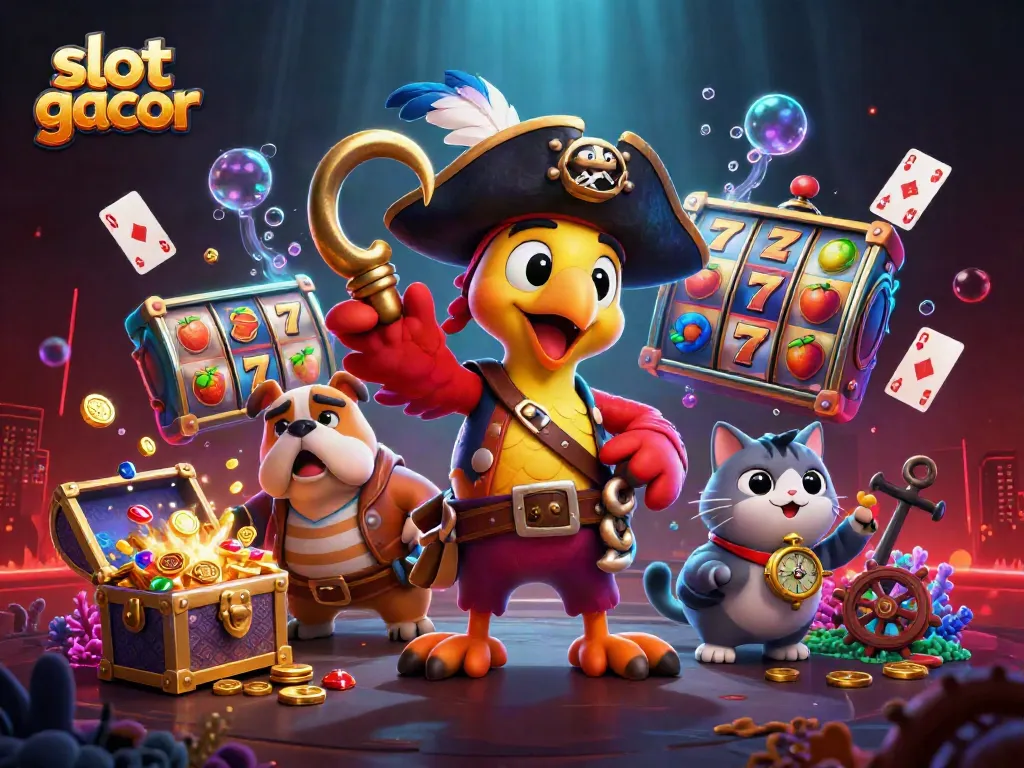 Engage with slot gacor gameplay featuring vibrant characters and dynamic slot reels.