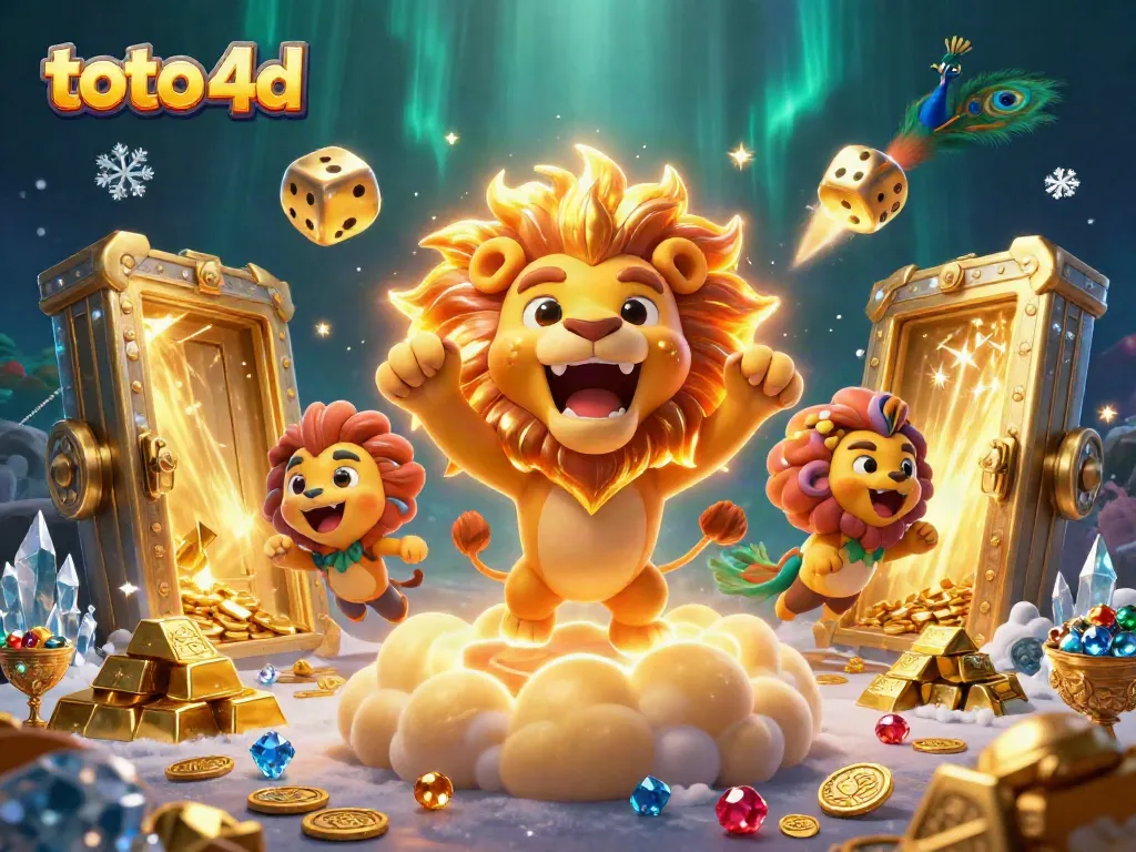 Raih kemenangan dengan toto 4d, ilustrasi 3D yang menampilkan kucing matahari dan elemen keberuntungan