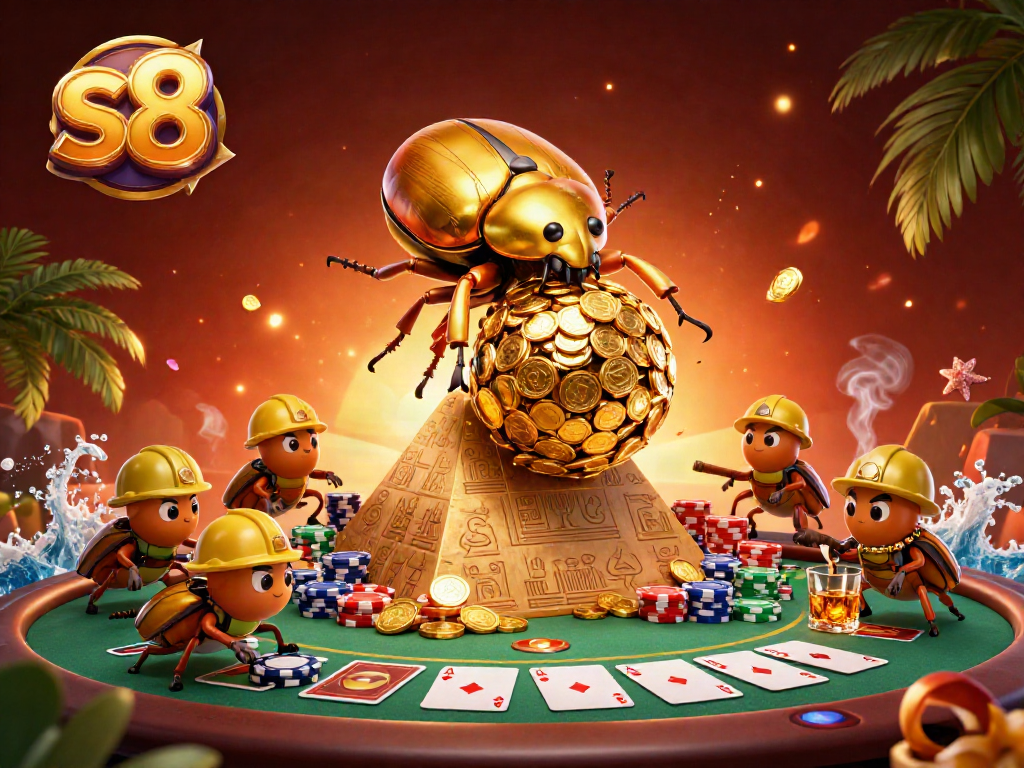 Experience the thrill of s8 gaming with iconic casino symbols and vibrant visual flair.