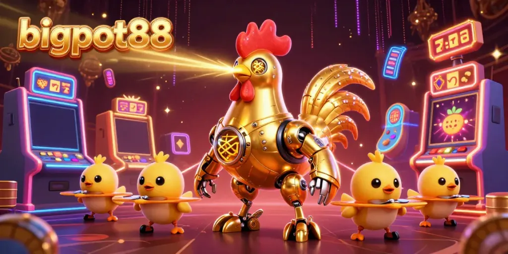 Experience thrilling jackpots with bigpot88, a golden rooster robot leading fun gaming adventures.