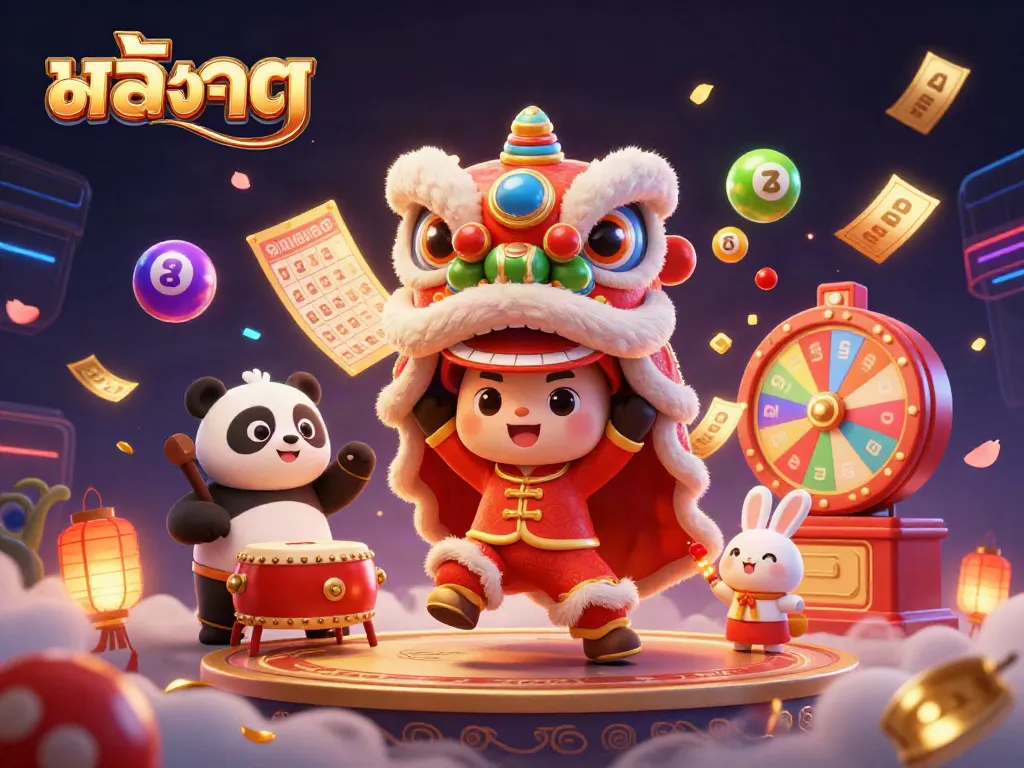 Experience vibrantเกมสล็อต excitement with a dynamic scene of slot-themed characters and elements.