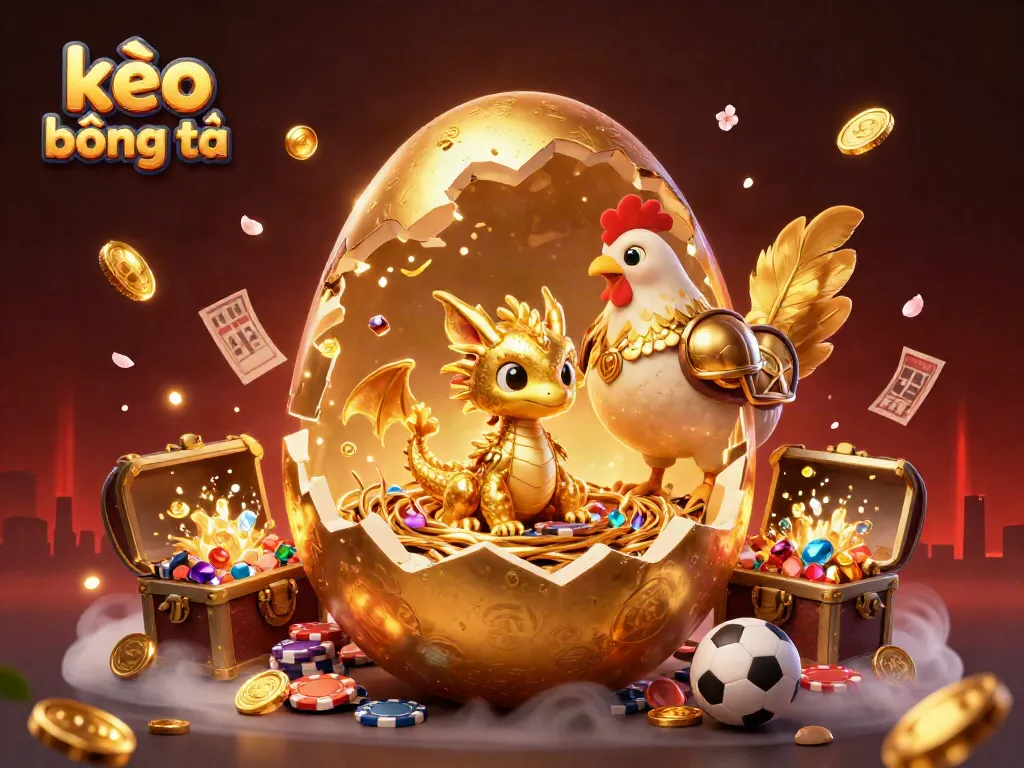 Experience the thrill of kèo bóng đá with a vibrant scene of a golden dragon amidst casino elements, symbolizing excitement.