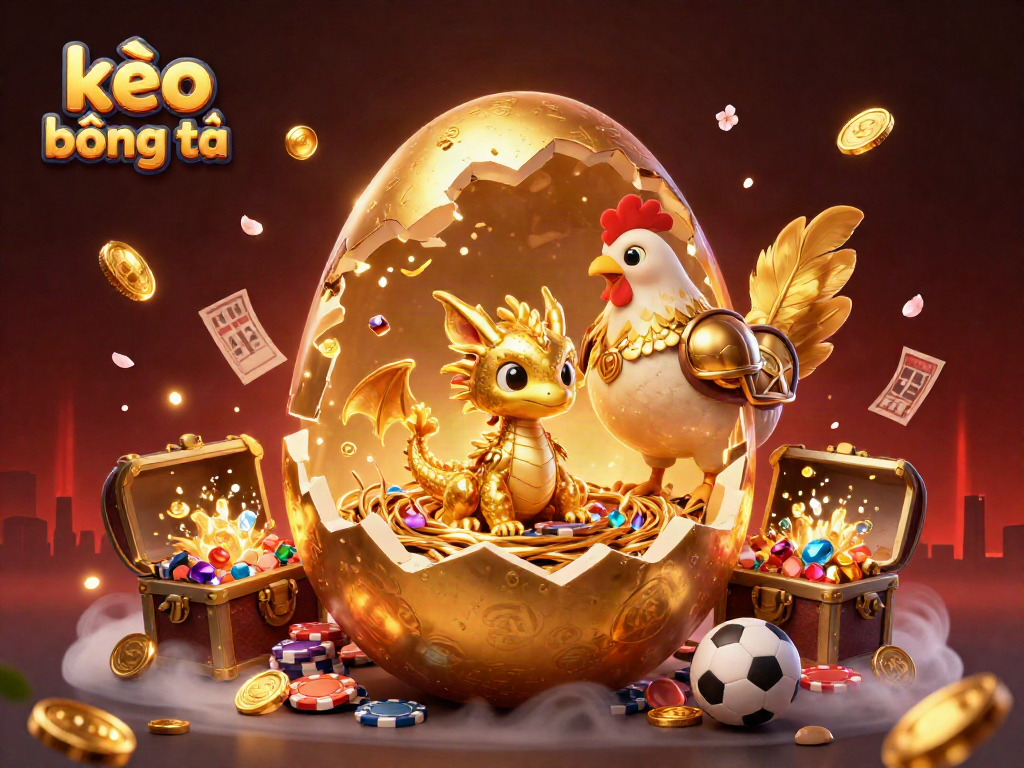 Experience the thrill of kèo bóng đá with a vibrant scene of a golden dragon amidst casino elements, symbolizing excitement.